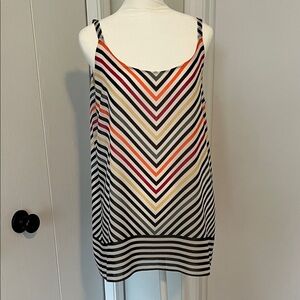 CAbi Multicolor Chevron Stripe Spaghetti-Strap Tunic Tank